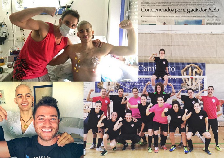 Dani Rovira y el equipo de fútbol sala de La Thienese con Pablo Ráez