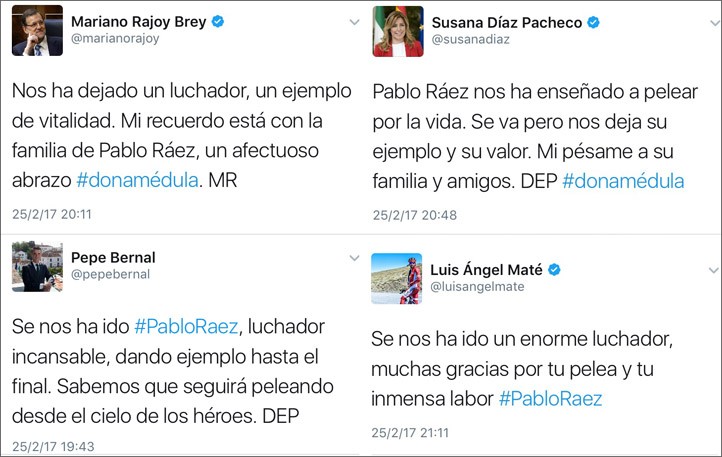 Aluvión de condolencias en las redes sociales tras la muerte de Pablo Ráez