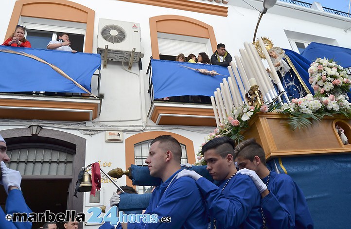La Virgen de la Amargura recorre Leganitos en el Sábado de Pasión