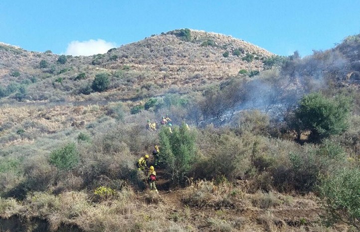 Extinguido el incendio en el paraje de la Loma de Molina en Marbella