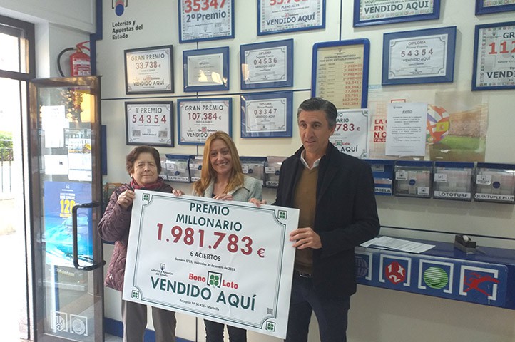 Un boleto de la Bonoloto deja casi dos millones de euros en Marbella