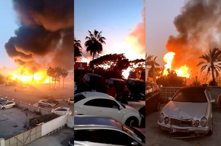 Un incendio reduce a cenizas el chiringuito Playa Padre en Marbella