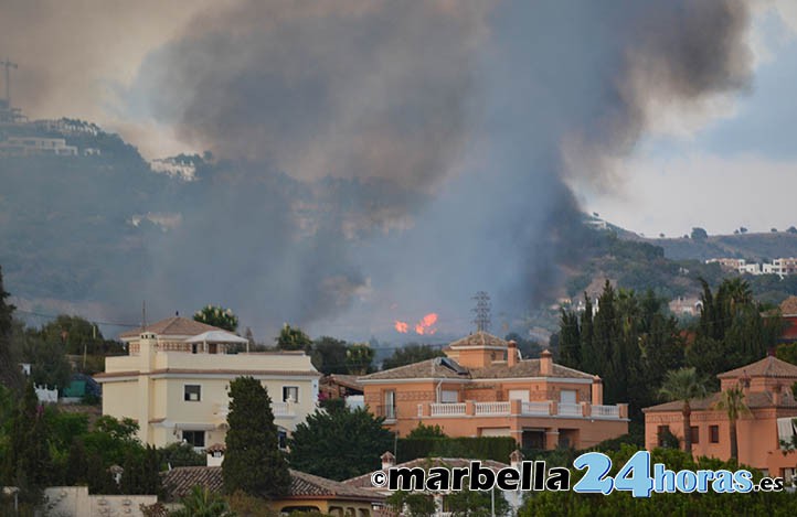 Incendio en una zona de monte en Marbella próxima a Bello Horizonte