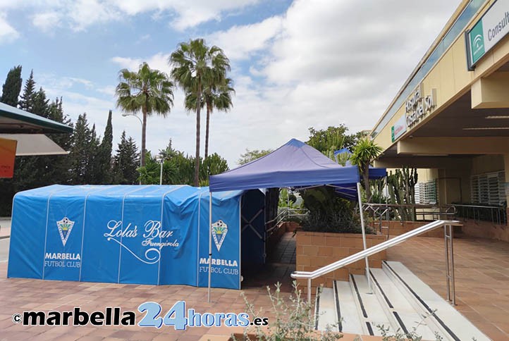 Protegen con el túnel del Marbella FC la entrada a un área del hospital