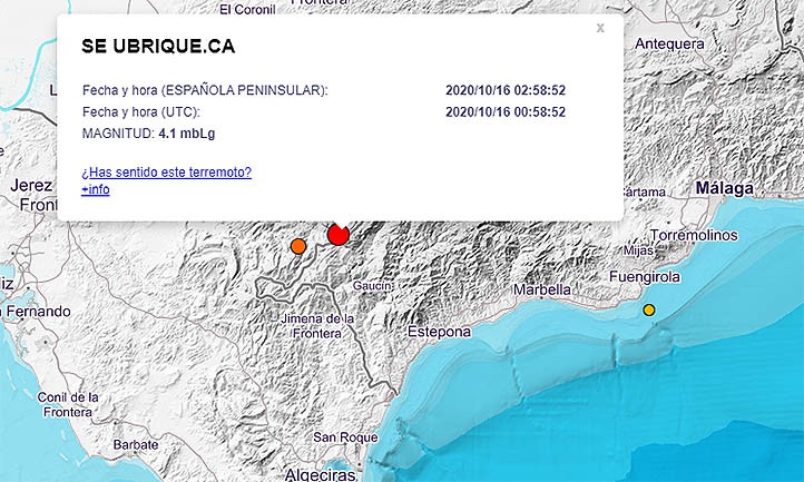 Un terremoto con epicentro en Ubrique se deja sentir en Marbella