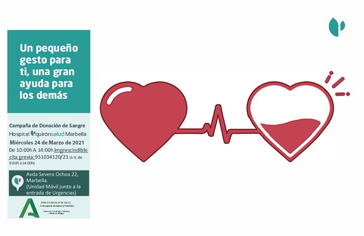 Quirónsalud Marbella acogerá el día 24 una jornada de donación de sangre