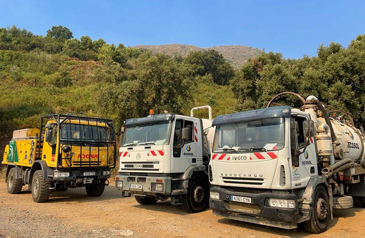 Acosol se suma a las tareas de extinción del incendio en Sierra Bermeja