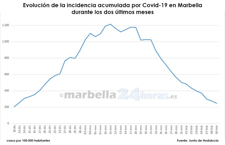 Covid: Marbella doblega la curva en un mes tras caer la tasa casi 1.000 puntos