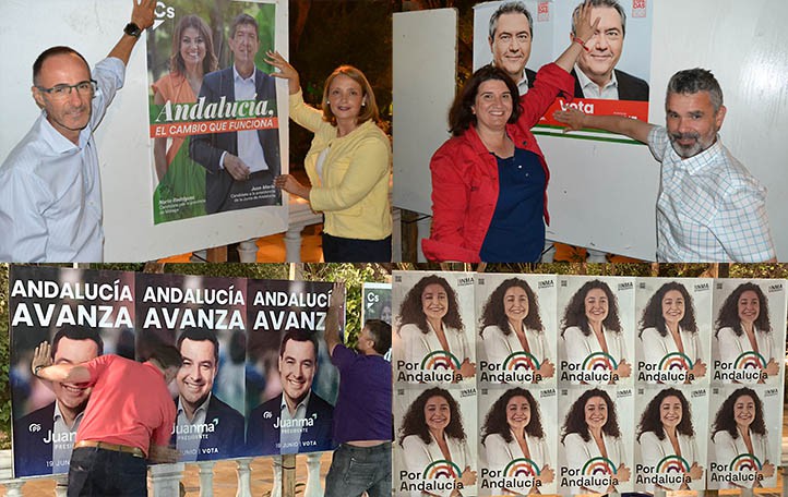 La campaña arranca en Marbella con la tradicional pegada de carteles