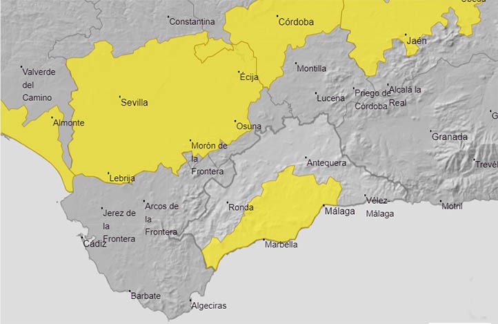 Alerta amarilla por altas temperaturas este martes en la Costa del Sol