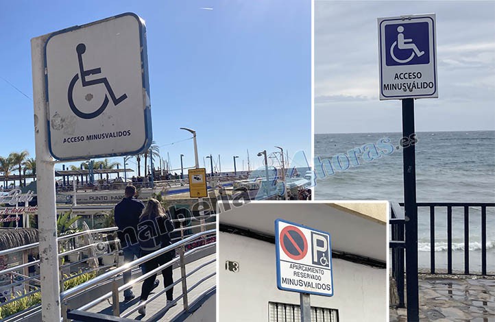 Marbella aún mantiene en sus calles señales con la palabra "minusválido"