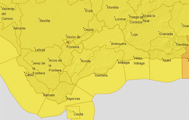 Activada la alerta amarilla por fuertes vientos en toda la provincia de Málaga