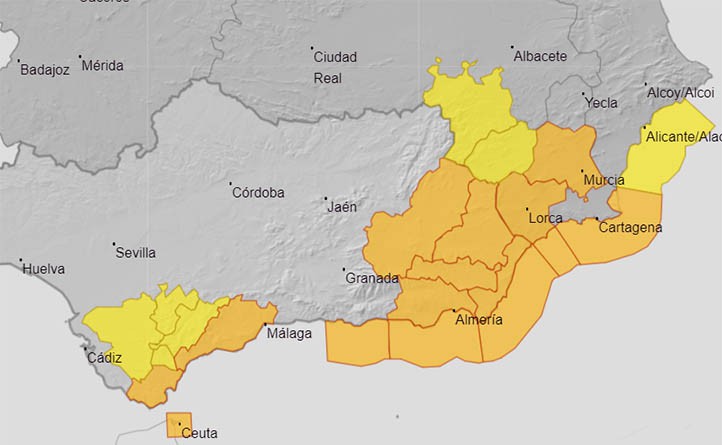 Elevan a nivel naranja los avisos por fuertes lluvias en la Costa del Sol