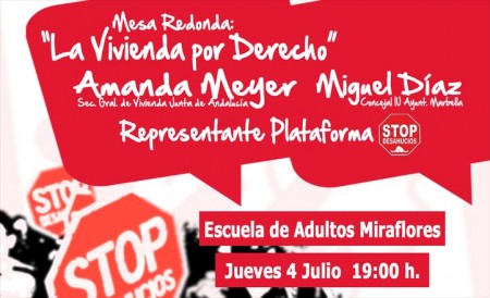 IU organiza en Marbella una mesa redonda para explicar el decreto contra los desahucios