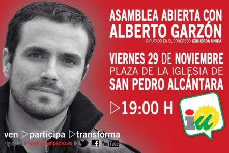 IU convoca para el viernes una asamblea abierta con Alberto Garzón