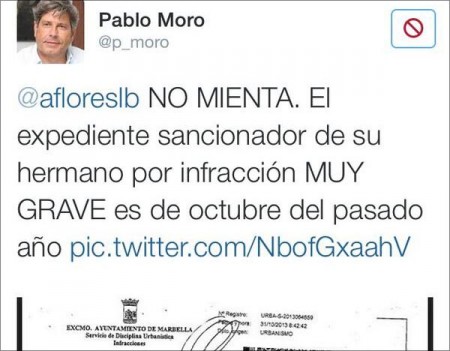 Pablo Moro borra el tuit en el que publicó un expediente sancionador