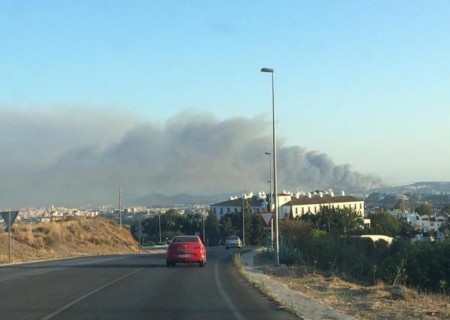 Bomberos de Marbella colaboran en la extinción del incendio de Mijas
