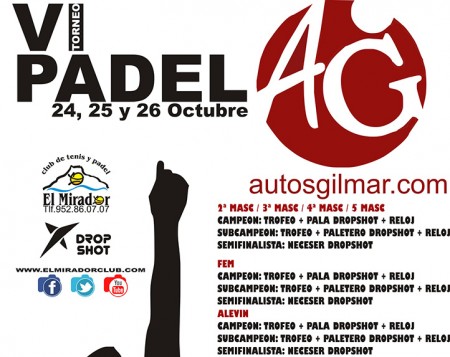 El Club El Mirador acoge el VI Torneo de Pádel Autos Gilmar