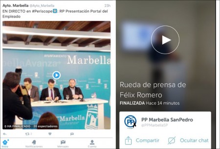 Los políticos de Marbella se suman a la moda del Periscope como Piqué