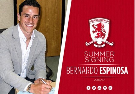 Bernardo Espinosa jugará la Premier League con el Middlesbrough