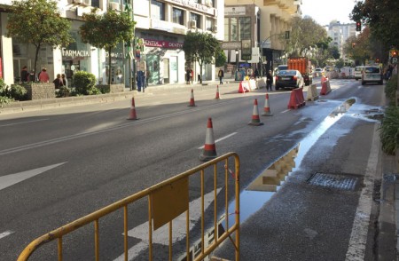 Estrechamiento por obras en Ricardo Soriano con Huerta Chica  