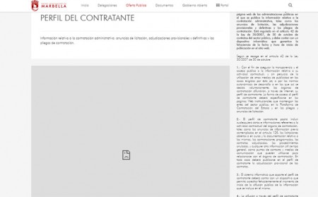 El Ayuntamiento de Marbella lleva varios días sin perfil del contratante