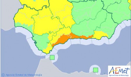 Alerta naranja por fuertes lluvias este jueves en la Costa del Sol