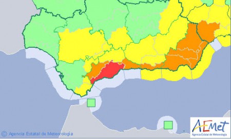 Metorología amplía a alerta roja el aviso por lluvias en la Costa del Sol