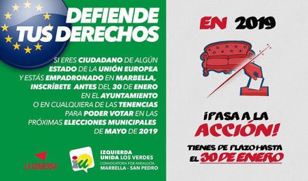IU llama a la participación en las municipales a los residentes de la UE