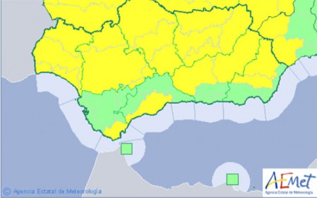 Alerta amarilla por fuertes lluvias este lunes en la Costa del Sol