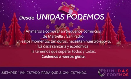 Unidas Podemos lanza un mensaje de apoyo al comercio de Marbella